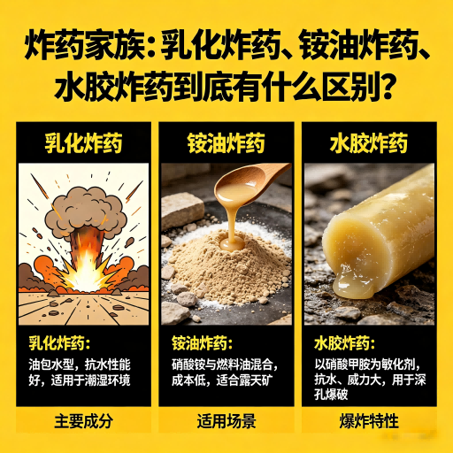 光山炸药家族：乳化炸药、铵油炸药、水胶炸药到底有什么区别？